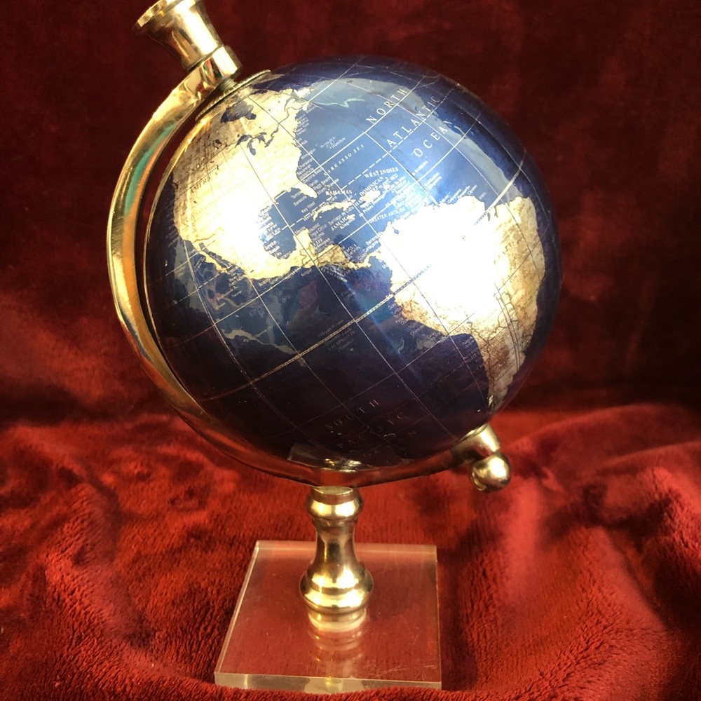 Globe. Blue and silver on acrylic base.